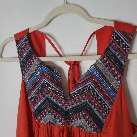 Muse High Low Tribal Embroidered Beaded Dress Size 2 - Picture 2 of 7